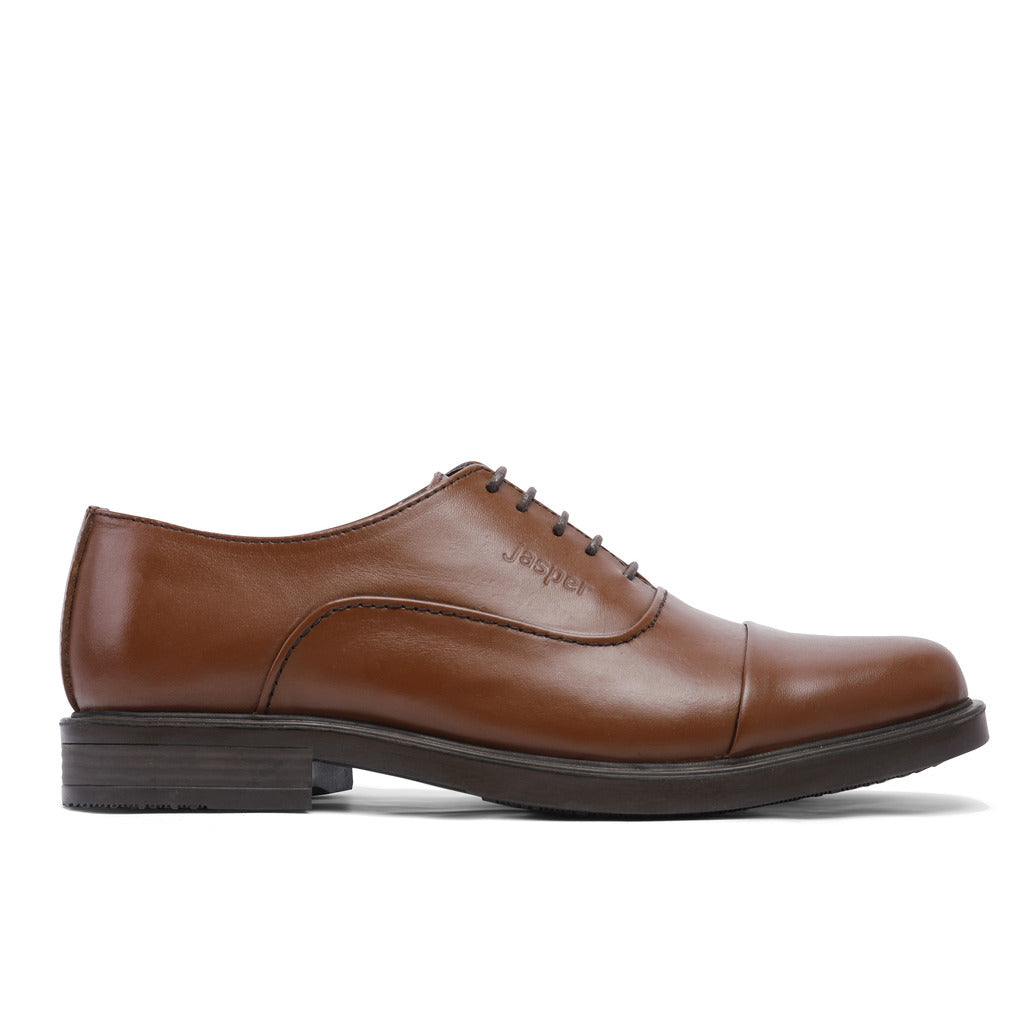 Jasper Genuine Leather Cap Toe Oxfords – Brown