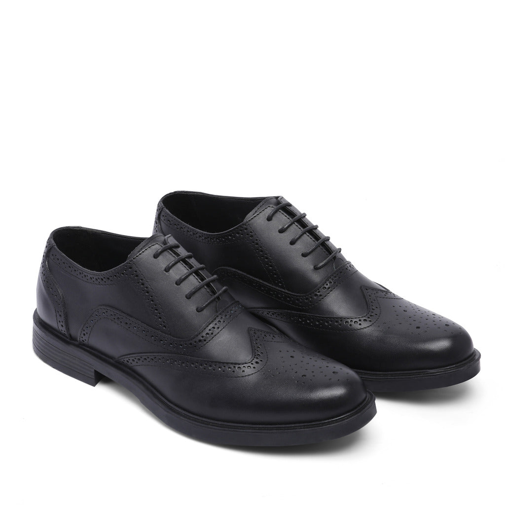 Jasper Genuine Leather Wingtip Oxfords – Black