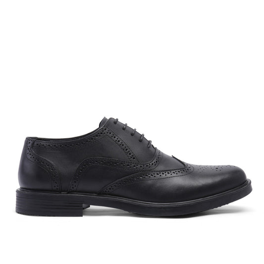 Jasper Genuine Leather Wingtip Oxfords – Black