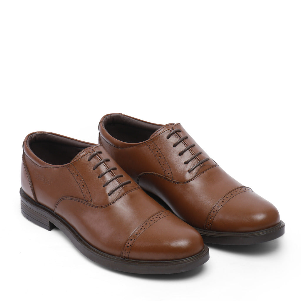 Jasper Genuine Leather Cap Toe Oxfords – Brown