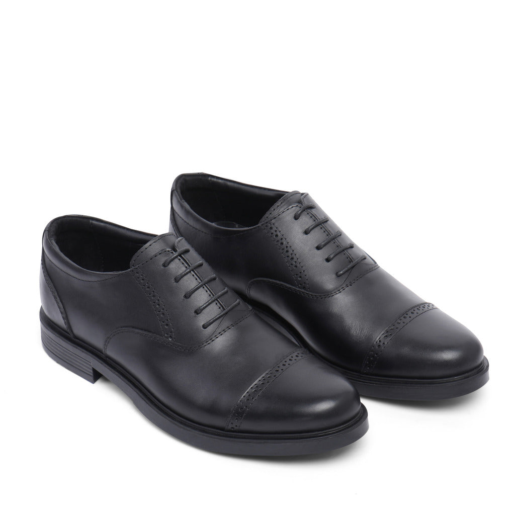 Jasper Genuine Leather Cap Toe Oxfords – Black