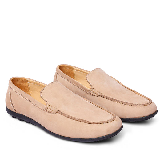 Jasper Genuine Leather Moccasins - Beige